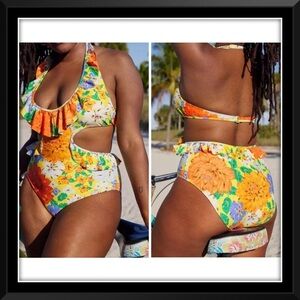 Aerie Ruffle Halter Monokini Swimsuit